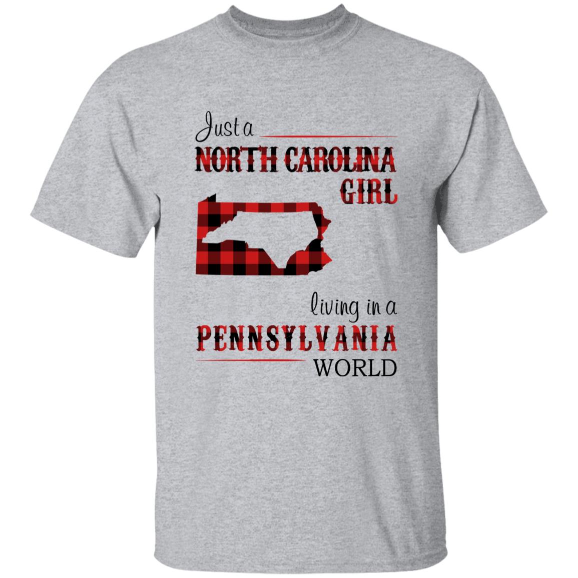 Just A North Carolina Girl Living In A Pennsylvania World T-shirt - T-shirt Born Live Plaid Red Teezalo