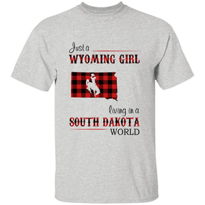 Just A Wyoming Girl Living In A South Dakota World T-shirt - T-shirt Born Live Plaid Red Teezalo