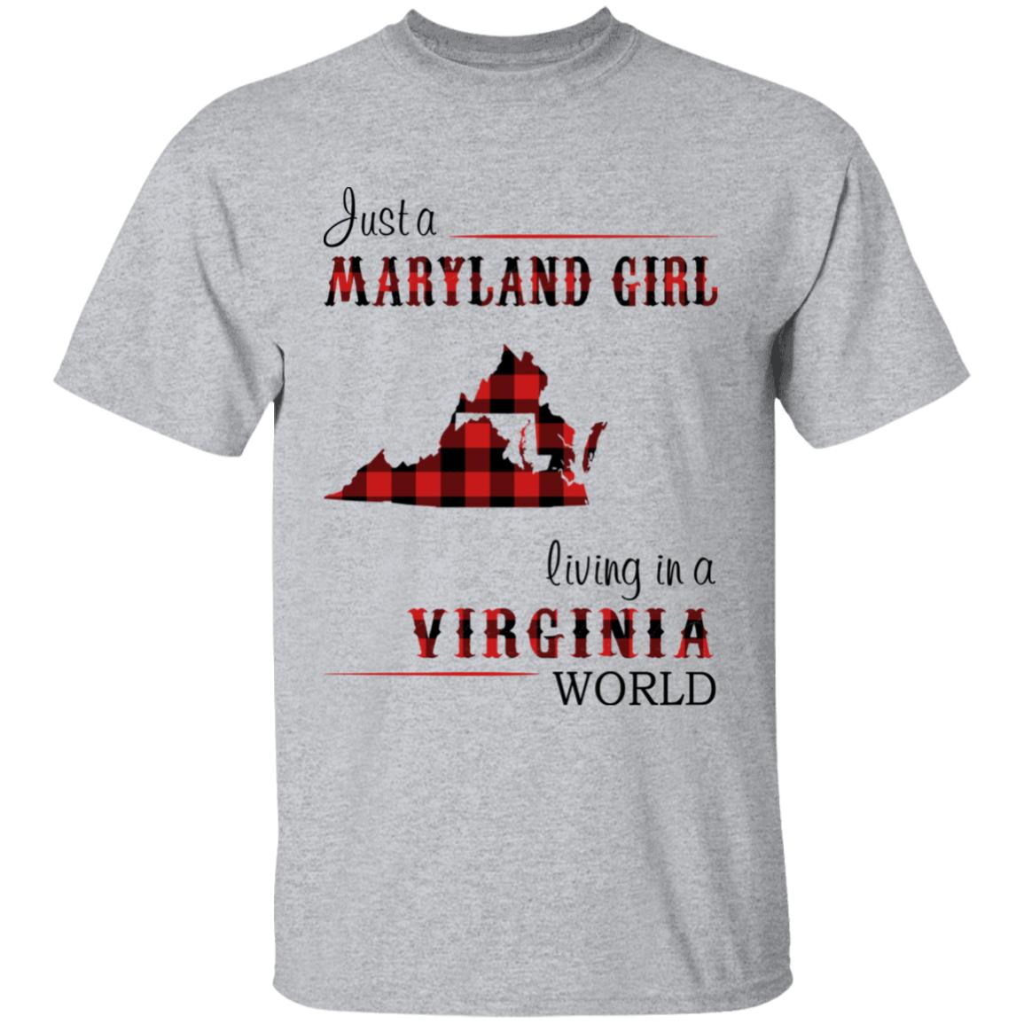 Just A Maryland Girl Living In A Virginia World T-shirt - T-shirt Born Live Plaid Red Teezalo