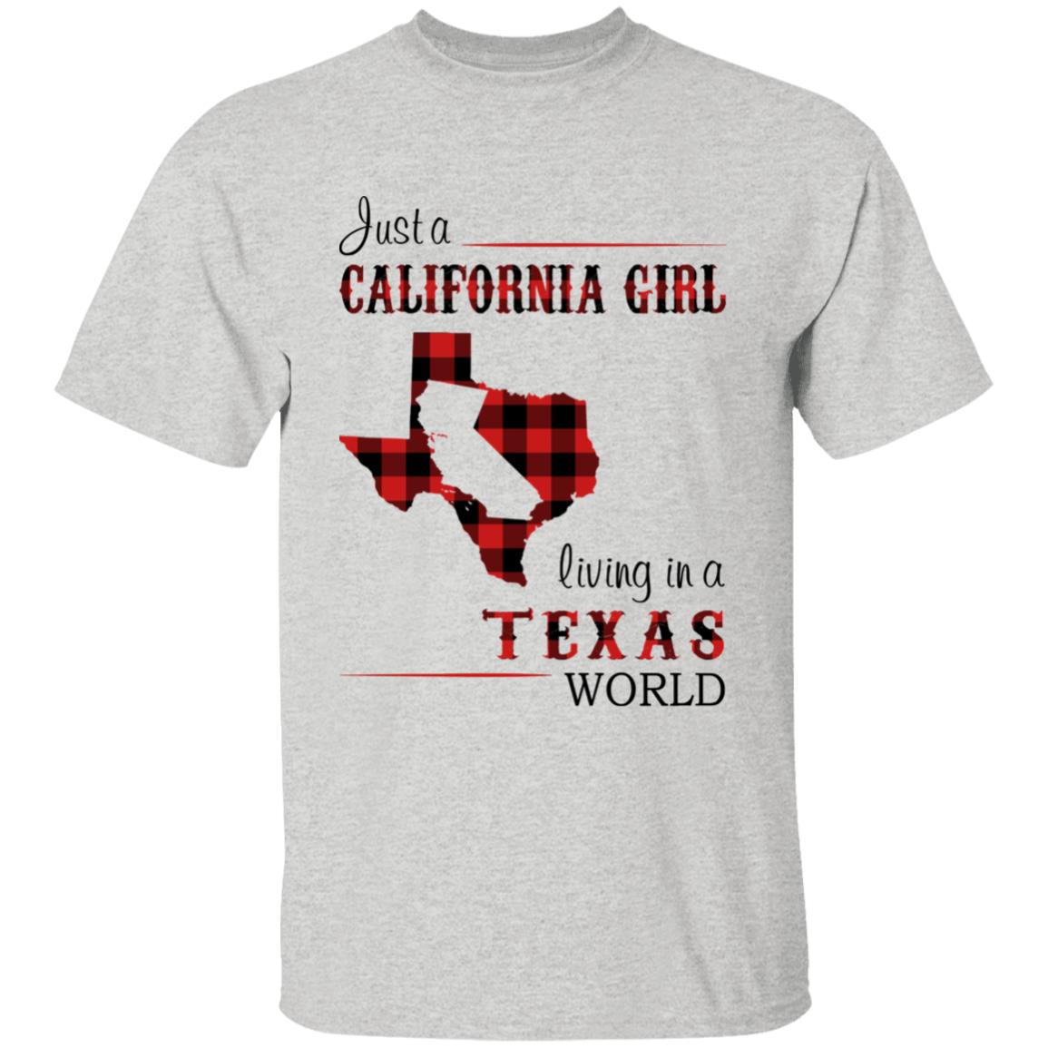 Just A California Girl Living In A Texas World T-shirt - T-shirt Born Live Plaid Red Teezalo