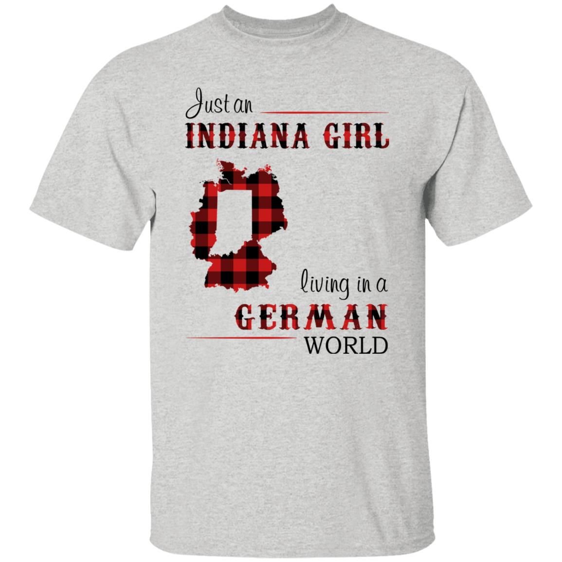 Just An Indiana Girl Living In A German World T-Shirt - T-shirt Born Live Plaid Red Teezalo