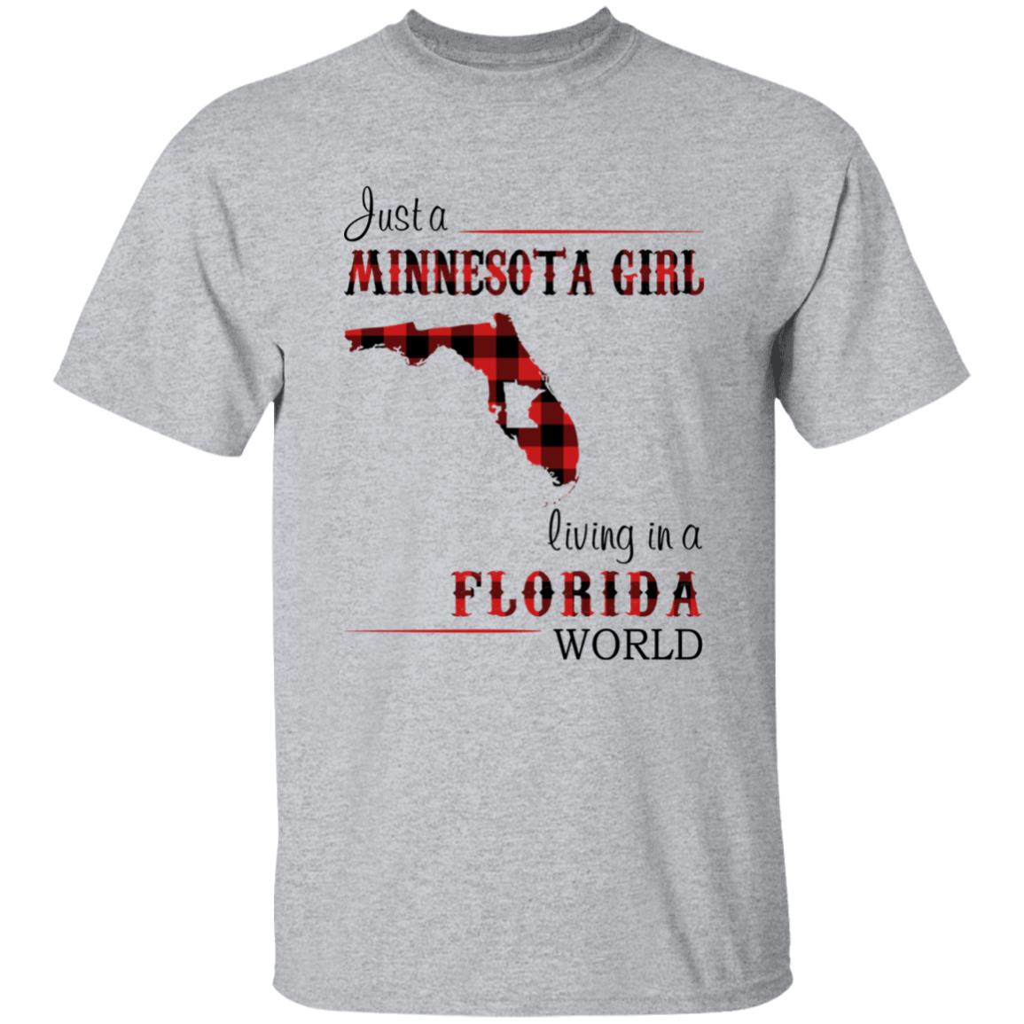 Just A Minnesota Girl Living In A Florida World T-shirt - T-shirt Born Live Plaid Red Teezalo