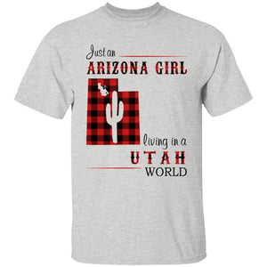 Just An Arizona Girl Living In A Utah World T-shirt - T-shirt Born Live Plaid Red Teezalo