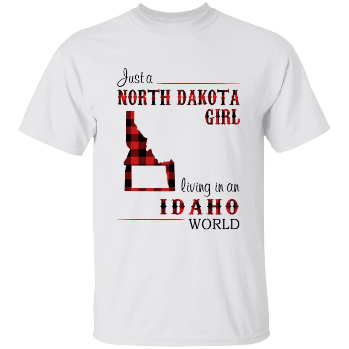 Just A North Dakota Girl Living In An Idaho World T-shirt - T-shirt Born Live Plaid Red Teezalo