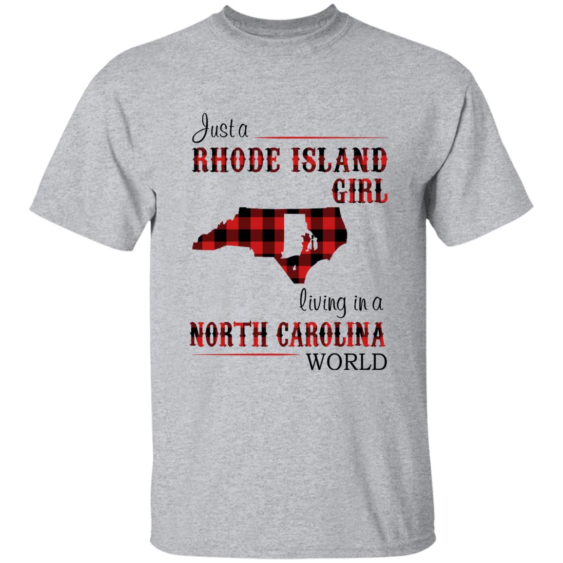 Just A Rhode Island  Girl Living In A North Carolina World T-shirt - T-shirt Born Live Plaid Red Teezalo