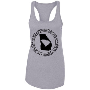 Just A South Carolina Girl Living In A Georgia World T-shirt - T-shirt Teezalo