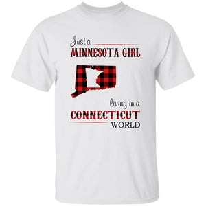 Just A Minnesota Girl Living In A Connecticut World T-shirt - T-shirt Born Live Plaid Red Teezalo