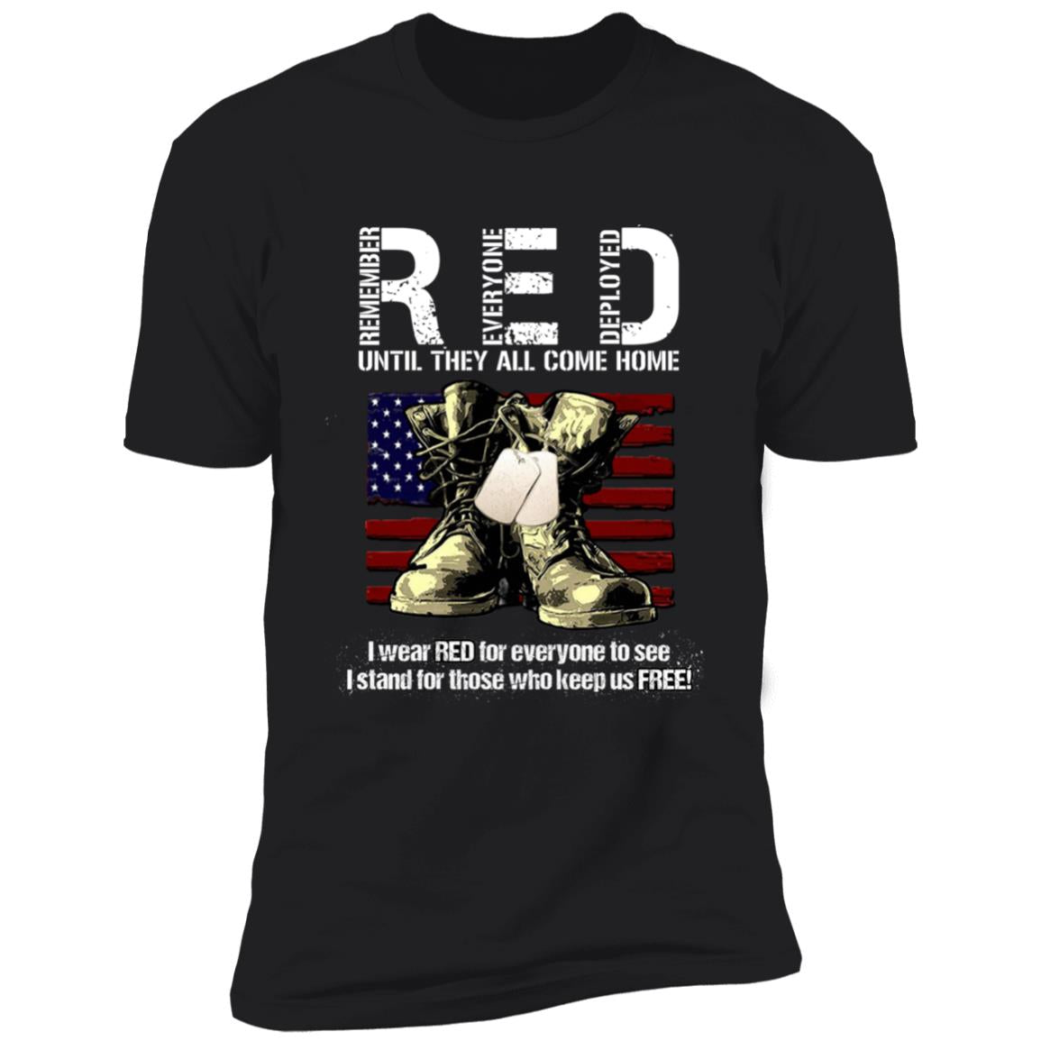Patriotic Veteran Shirt  Red Remember Everyone Deployed - T-shirt Veteran Teezalo