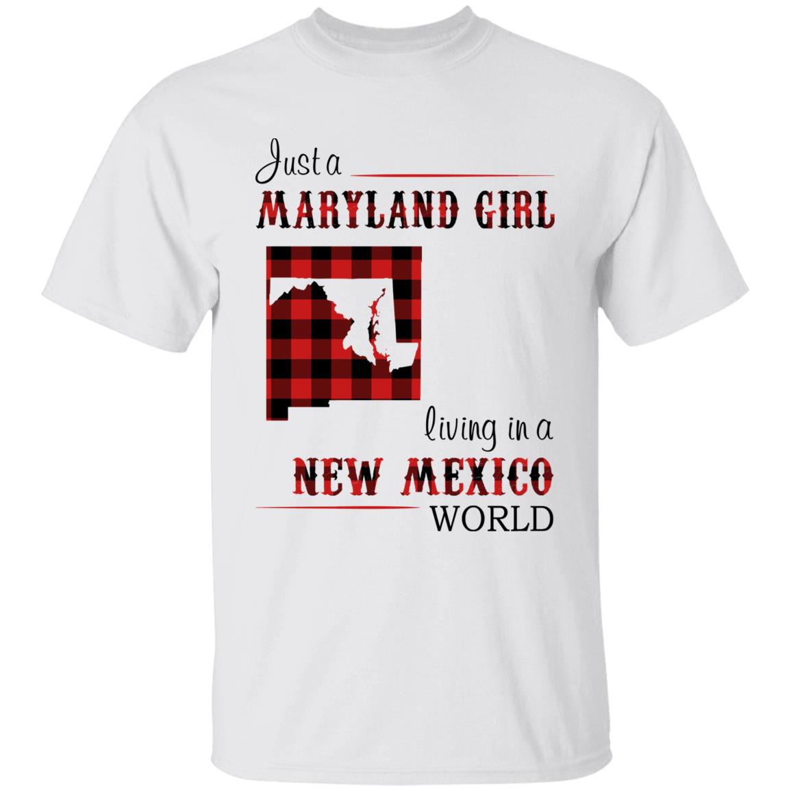 Just A Maryland Girl Living In A New Mexico World T-shirt - T-shirt Born Live Plaid Red Teezalo
