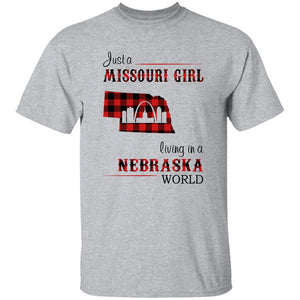 Just A Missouri Girl Living In A Nebraska World T-shirt - T-shirt Born Live Plaid Red Teezalo
