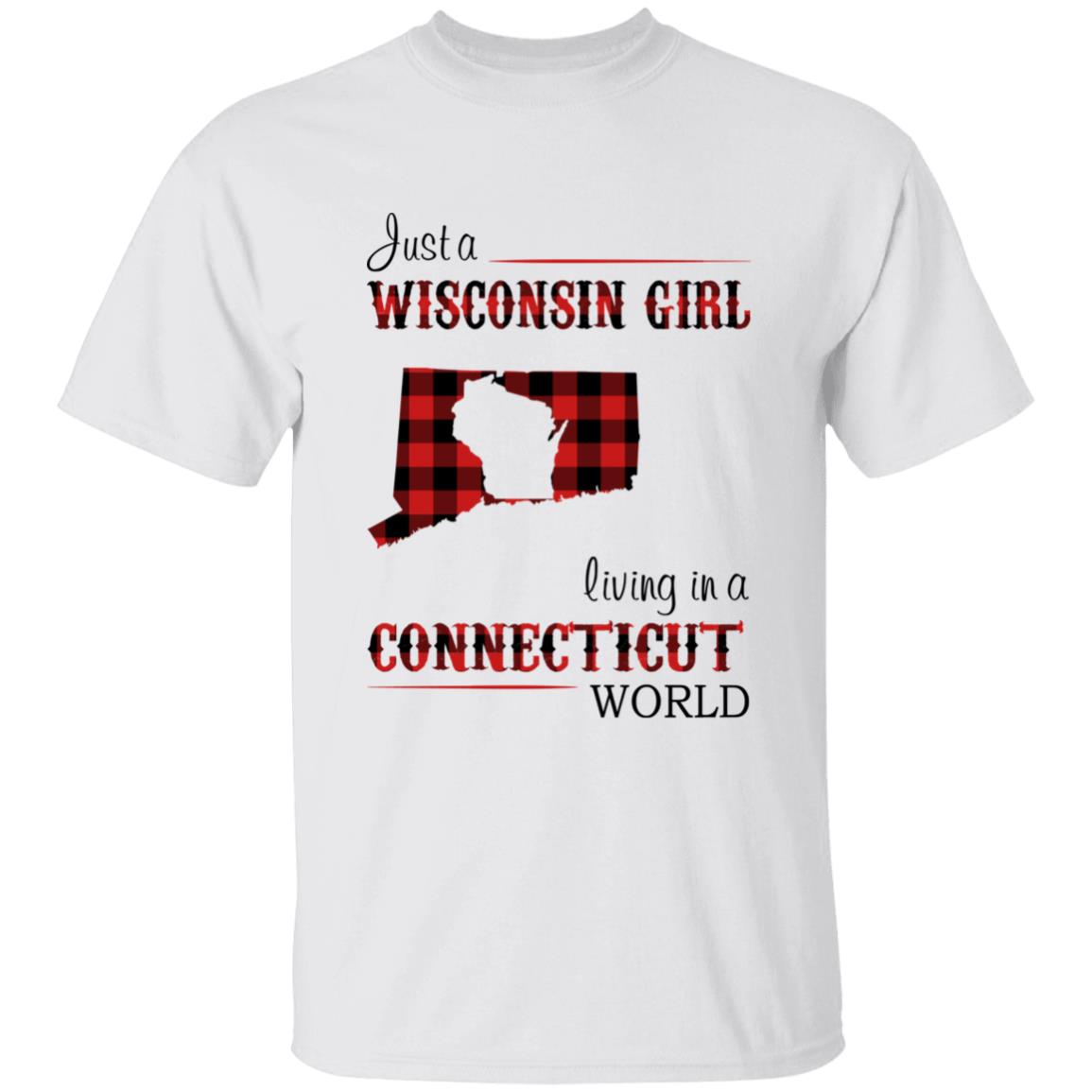 Just A Wisconsin Girl Living In A Connecticut World T-shirt - T-shirt Born Live Plaid Red Teezalo
