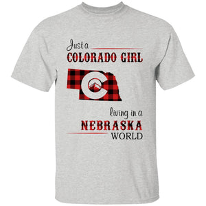 Just A Colorado Girl Living In A Nebraska World T-shirt - T-shirt Born Live Plaid Red Teezalo