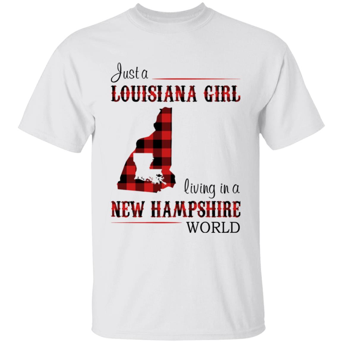 Just A Louisiana Girl Living In A New Hampshire World T-shirt - T-shirt Born Live Plaid Red Teezalo
