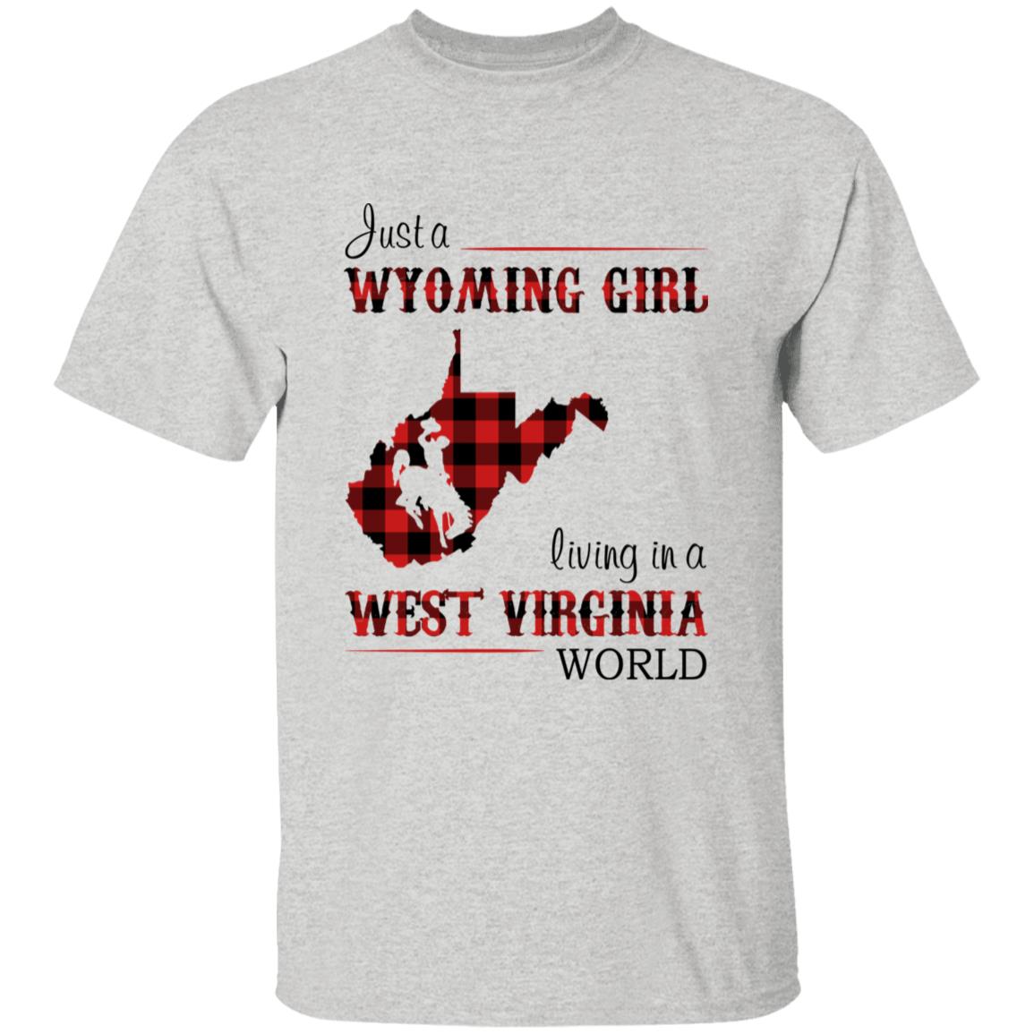 Just A Wyoming Girl Living In A West Virginia World T-shirt - T-shirt Born Live Plaid Red Teezalo