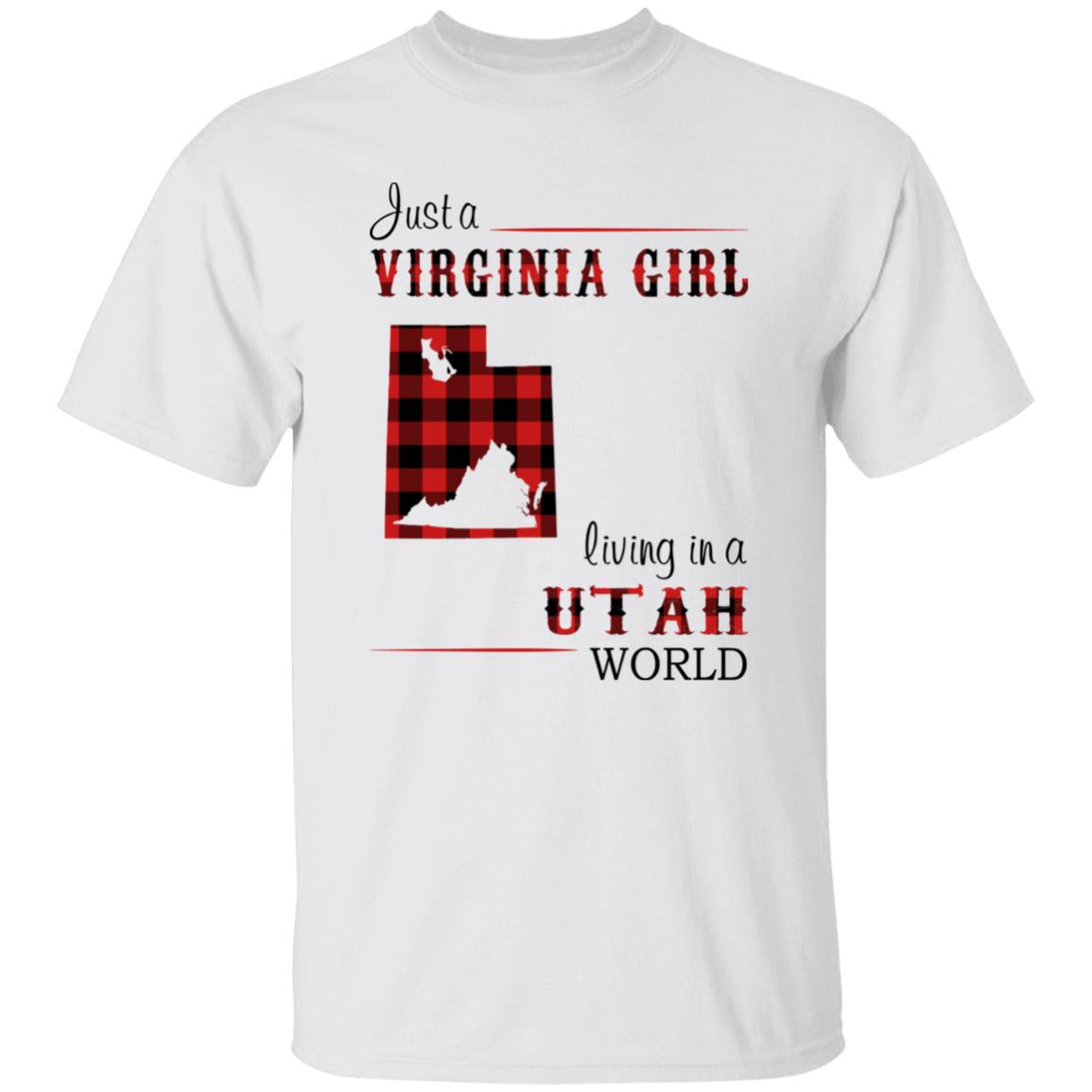 Just A Virginia Girl Living In A Utah World T-shirt - T-shirt Born Live Plaid Red Teezalo