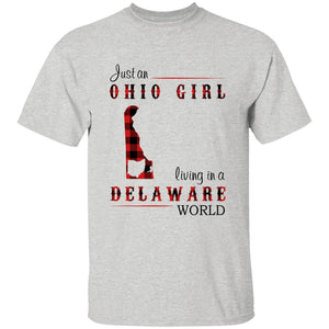 Just An Ohio Girl Living In A Delaware World T-shirt - T-shirt Born Live Plaid Red Teezalo