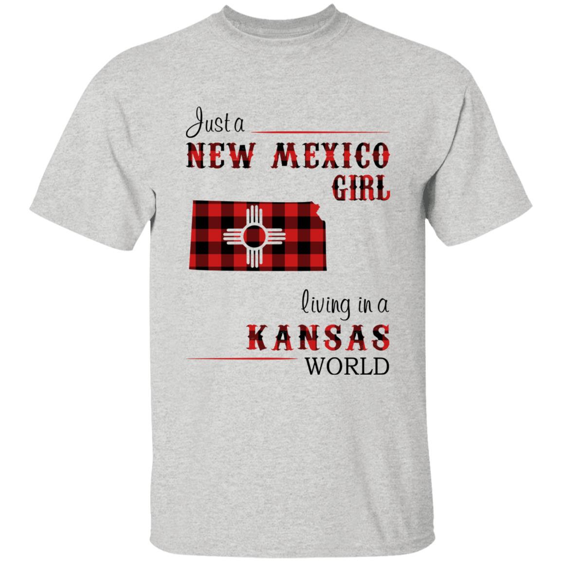 Just A New Mexico Girl Living In A Kansas World T-shirt - T-shirt Born Live Plaid Red Teezalo