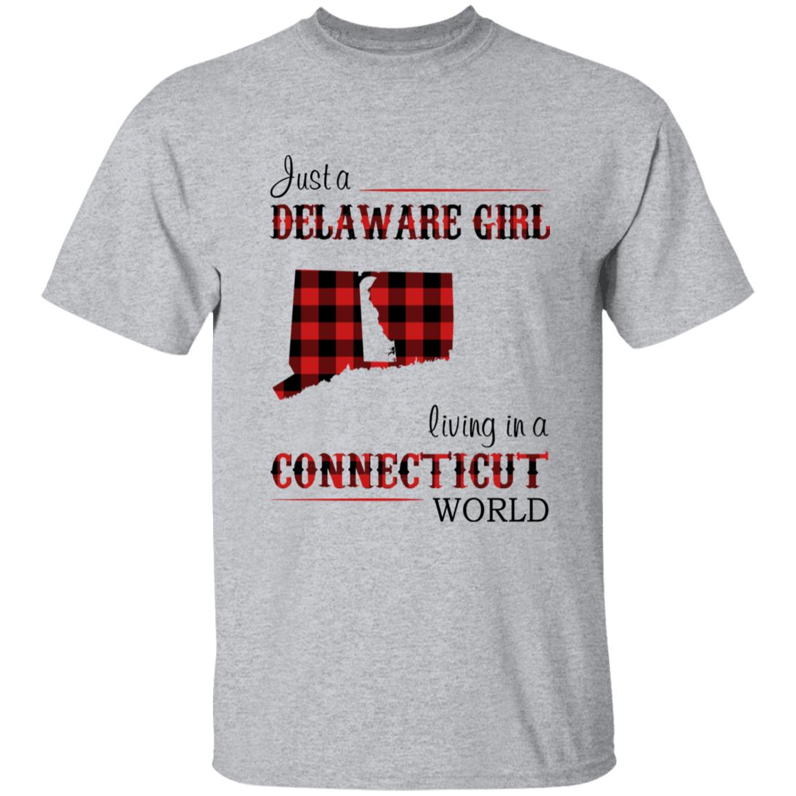 Just A Delaware Girl Living In A Connecticut World T-Shirt - T-shirt Born Live Plaid Red Teezalo