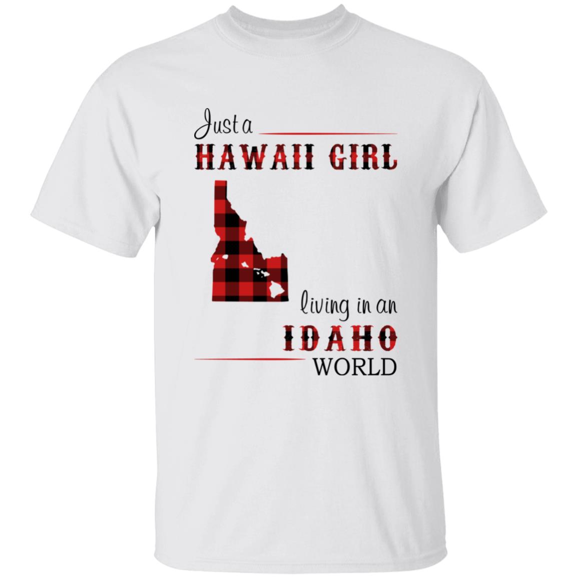 Just A Hawaii Girl Living In An Idaho World T-shirt - T-shirt Born Live Plaid Red Teezalo