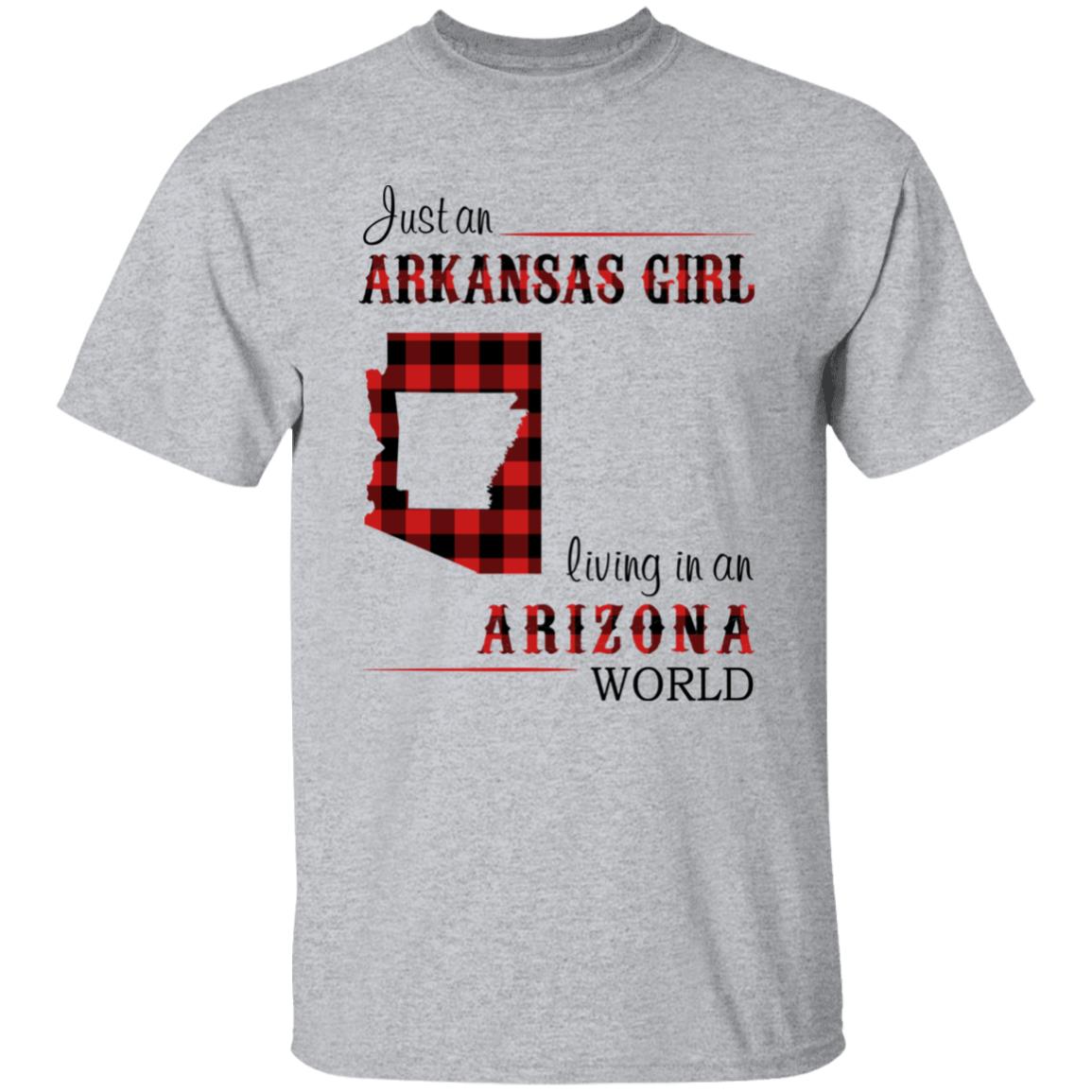 Just An Arkansas Girl Living In An Arizona World T-shirt - T-shirt Born Live Plaid Red Teezalo