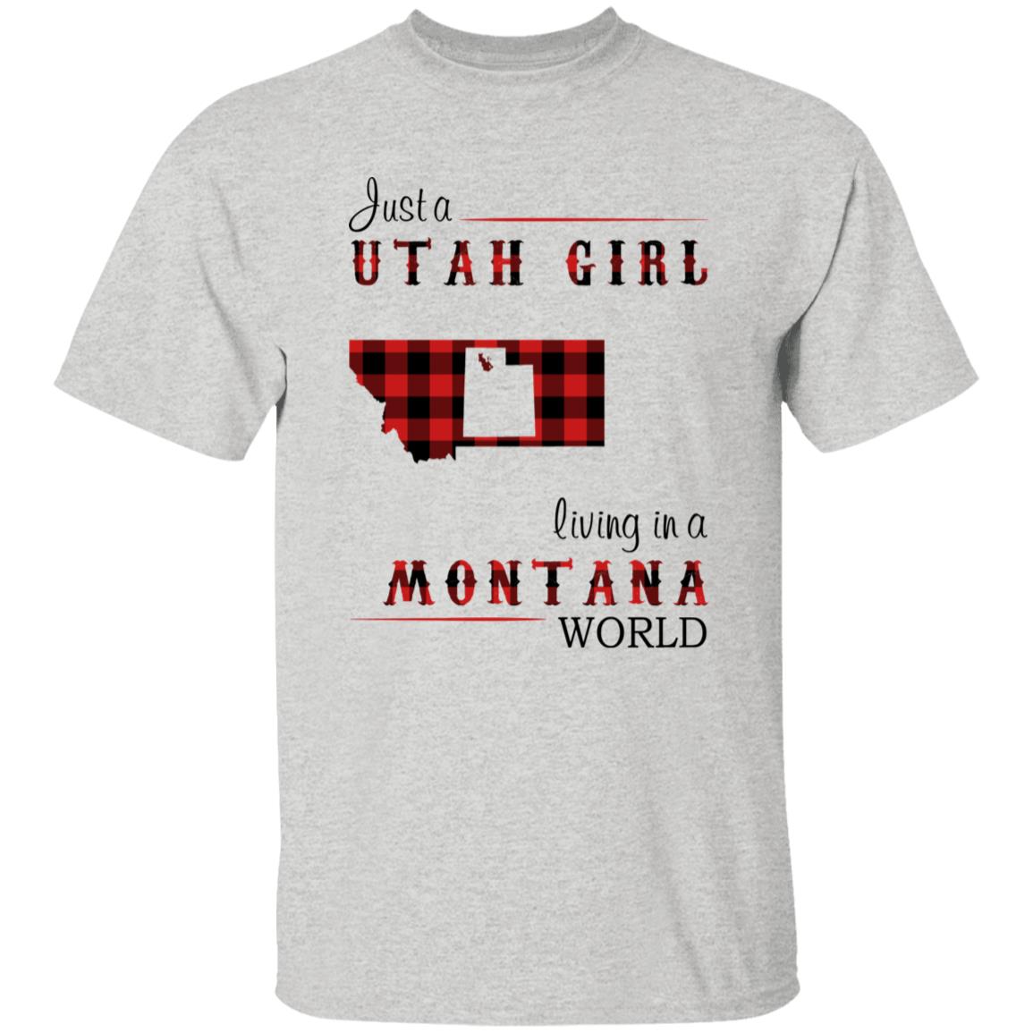 Just A Utah Girl Living In A Montana World T-shirt - T-shirt Born Live Plaid Red Teezalo
