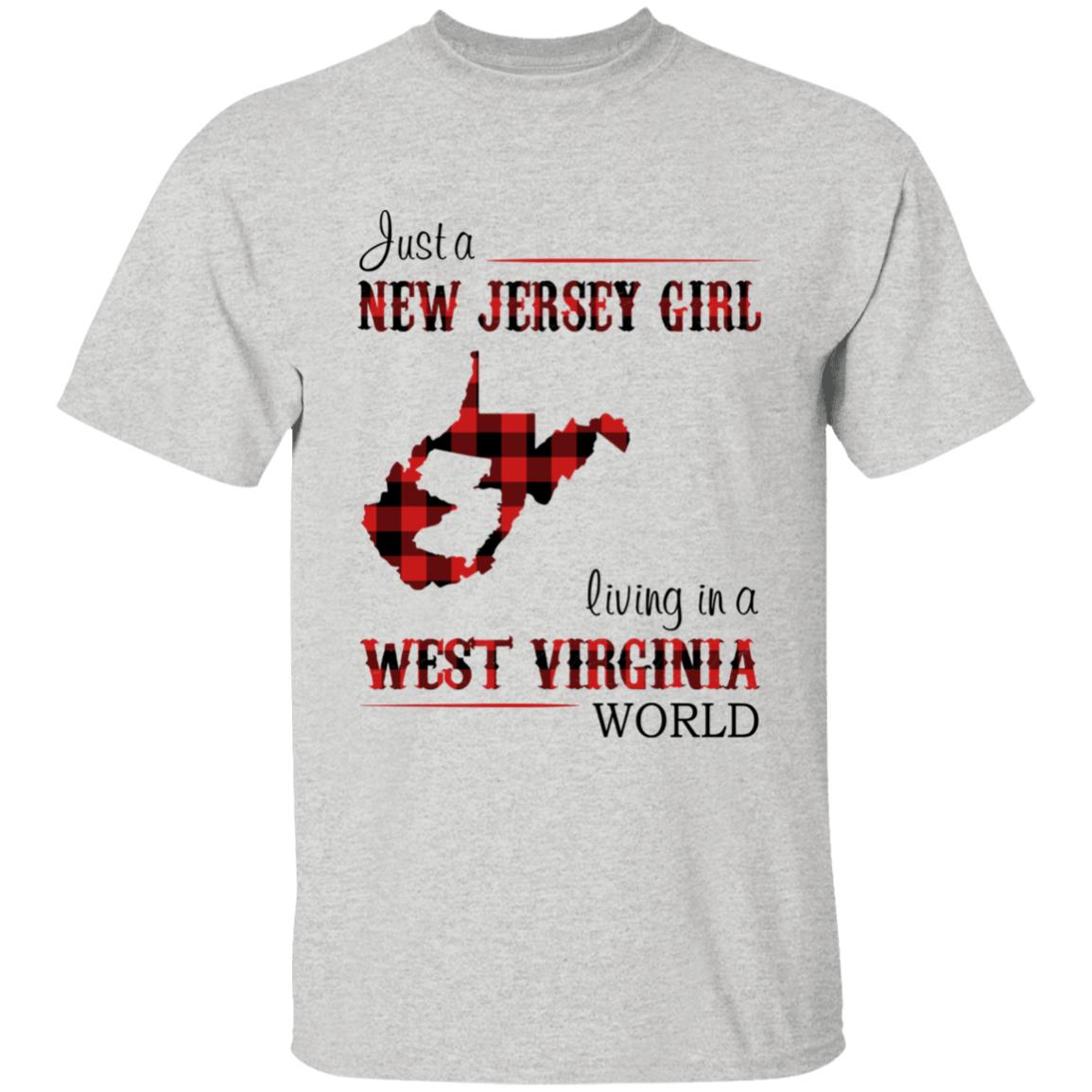 Just A New Jersey Girl Living In A West Virginia World T-shirt - T-shirt Born Live Plaid Red Teezalo