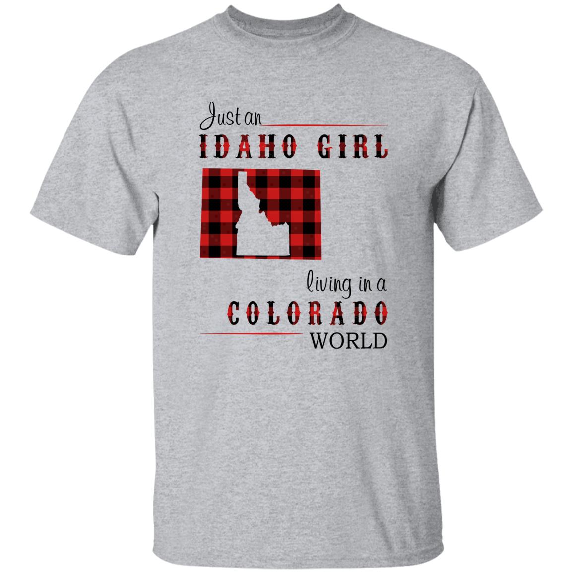 Just An Idaho Girl Living In A Colorado World T-shirt - T-shirt Born Live Plaid Red Teezalo