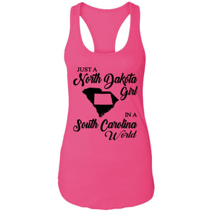 Just A North Dakota Girl In A South Carolina World T Shirt - T-shirt Teezalo