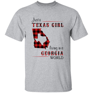 Just A Texas Girl Living In A Georgia World T-shirt - T-shirt Born Live Plaid Red Teezalo