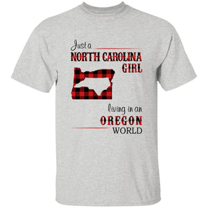 Just A North Carolina Girl Living In An Oregon World T-shirt - T-shirt Born Live Plaid Red Teezalo