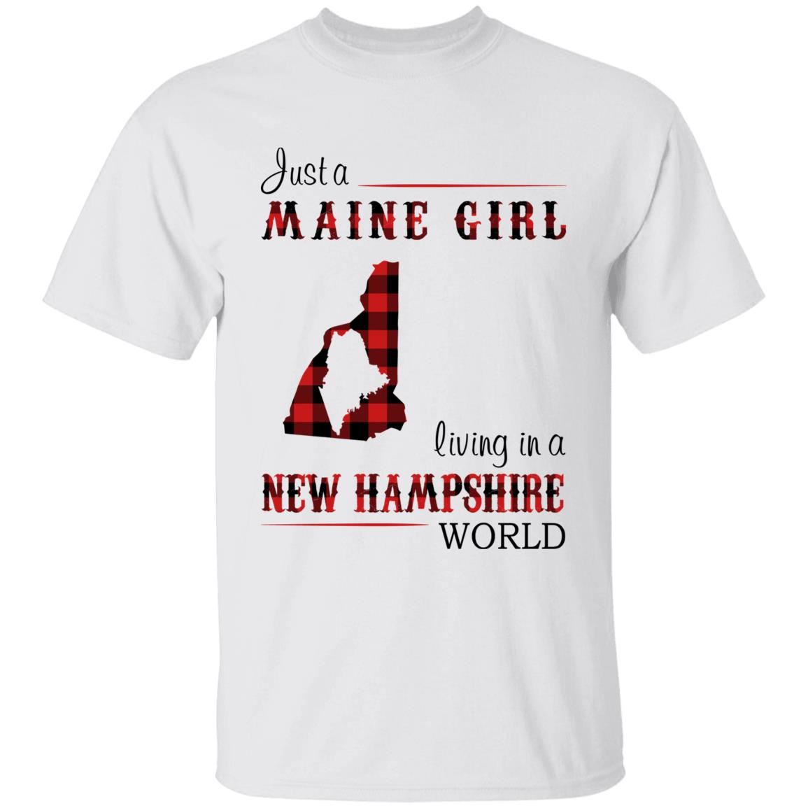 Just A Maine Girl Living In A New Hampshire World T-shirt - T-shirt Born Live Plaid Red Teezalo