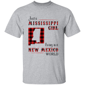 Just A Mississippi Girl Living In A New Mexico World T-shirt - T-shirt Born Live Plaid Red Teezalo