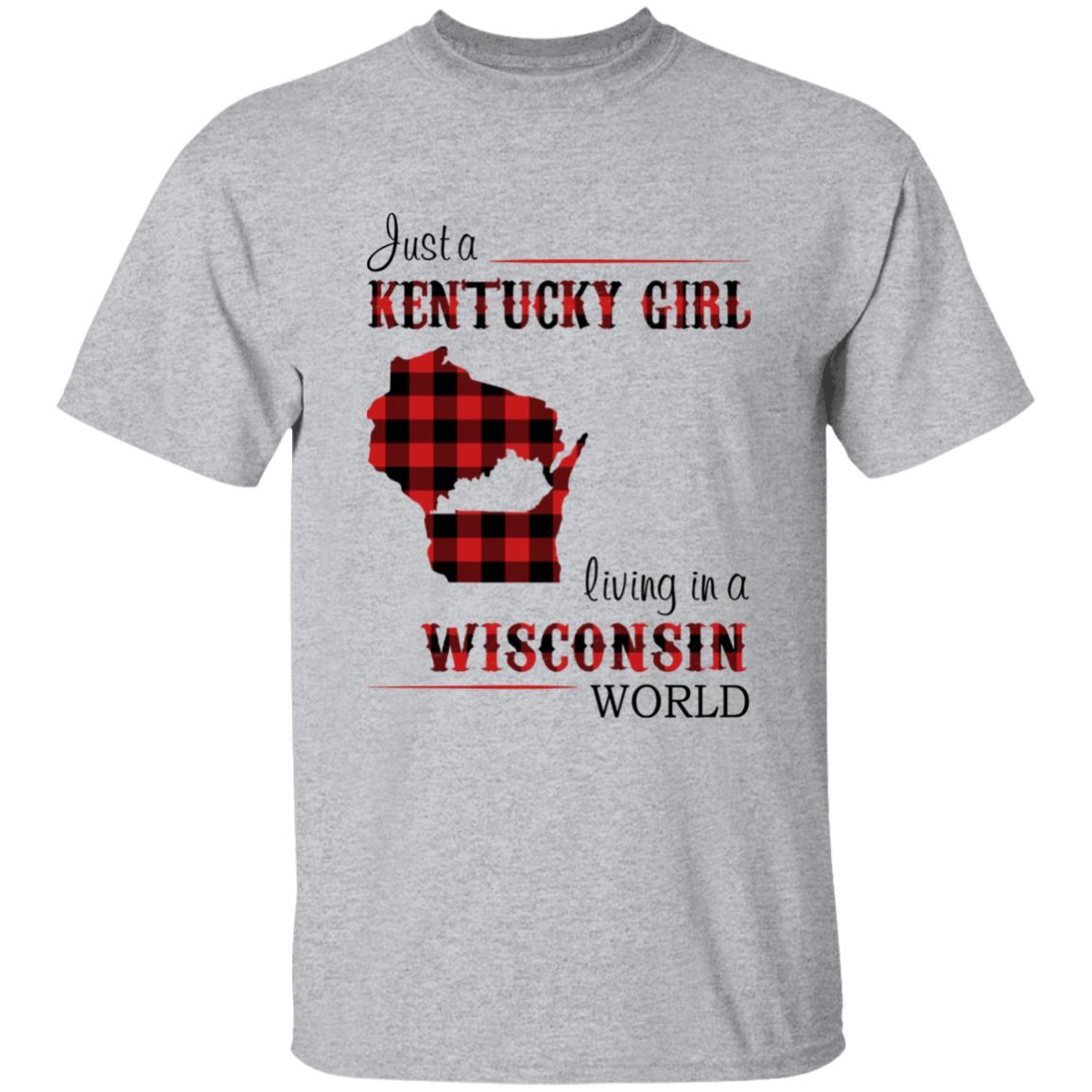 Just A Kentucky Girl Living In A Wisconsin World T-shirt - T-shirt Born Live Plaid Red Teezalo