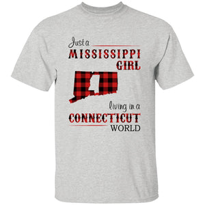 Just A Mississippi Girl Living In A Connecticut World T-shirt - T-shirt Born Live Plaid Red Teezalo