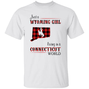 Just A Wyoming Girl Living In A Connecticut World T-shirt - T-shirt Born Live Plaid Red Teezalo