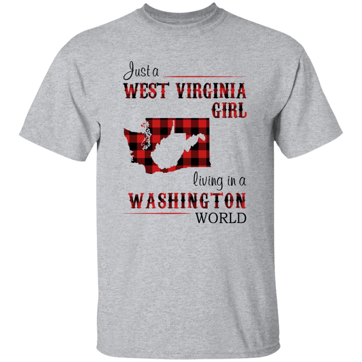 Just A West Virginia Girl Living In A Washington World T-shirt - T-shirt Born Live Plaid Red Teezalo