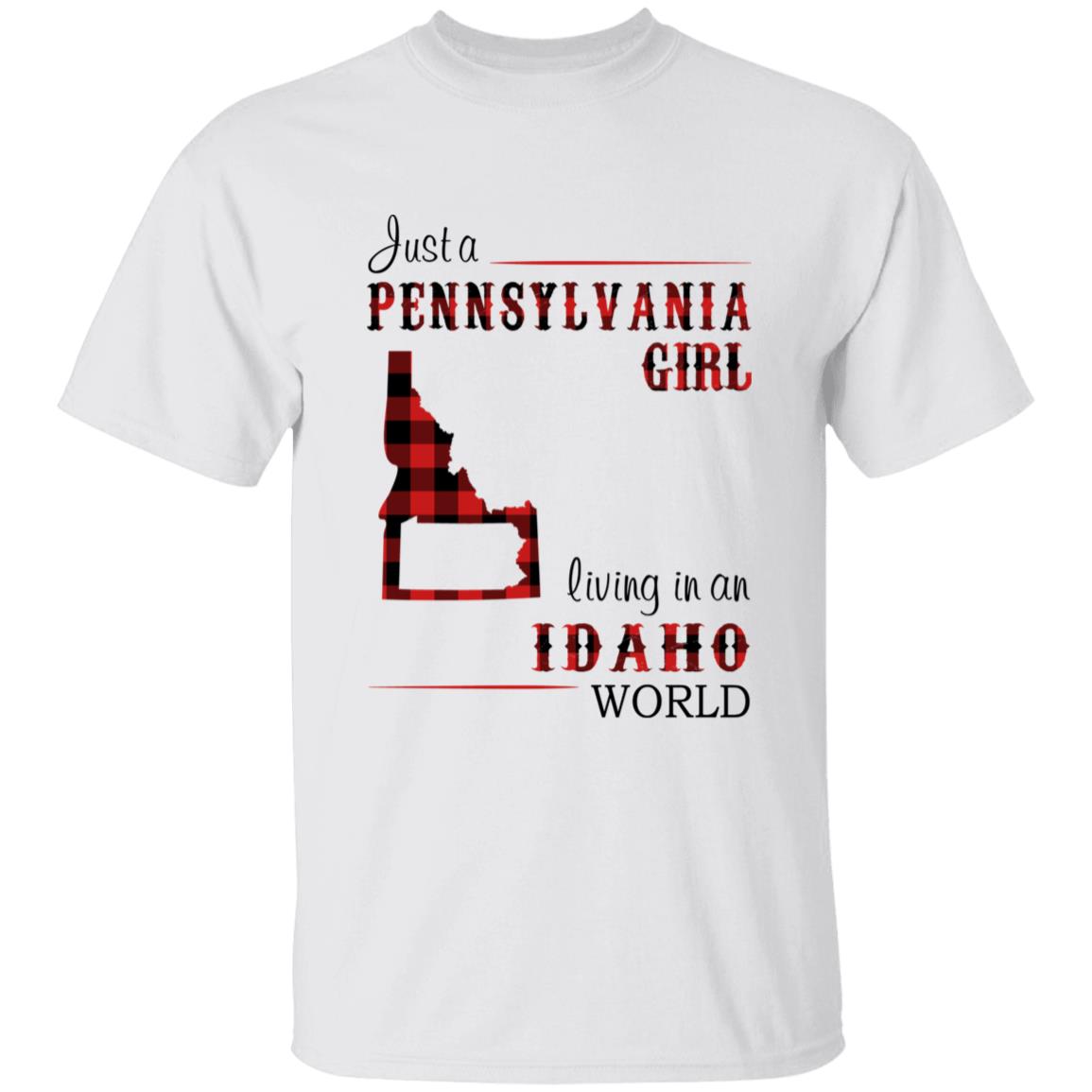 Just A Pennsylvania Girl Living In An Idaho World T-shirt - T-shirt Born Live Plaid Red Teezalo