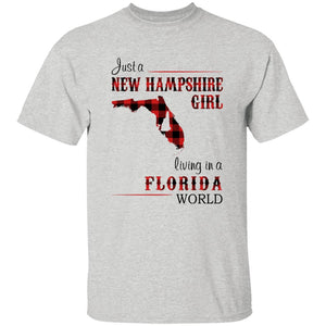 Just A New Hampshire Girl Living In A Florida World T-shirt - T-shirt Born Live Plaid Red Teezalo