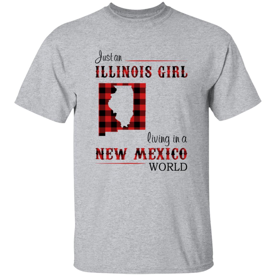 Just An Illinois Girl Living In A New Mexico World T-shirt - T-shirt Born Live Plaid Red Teezalo