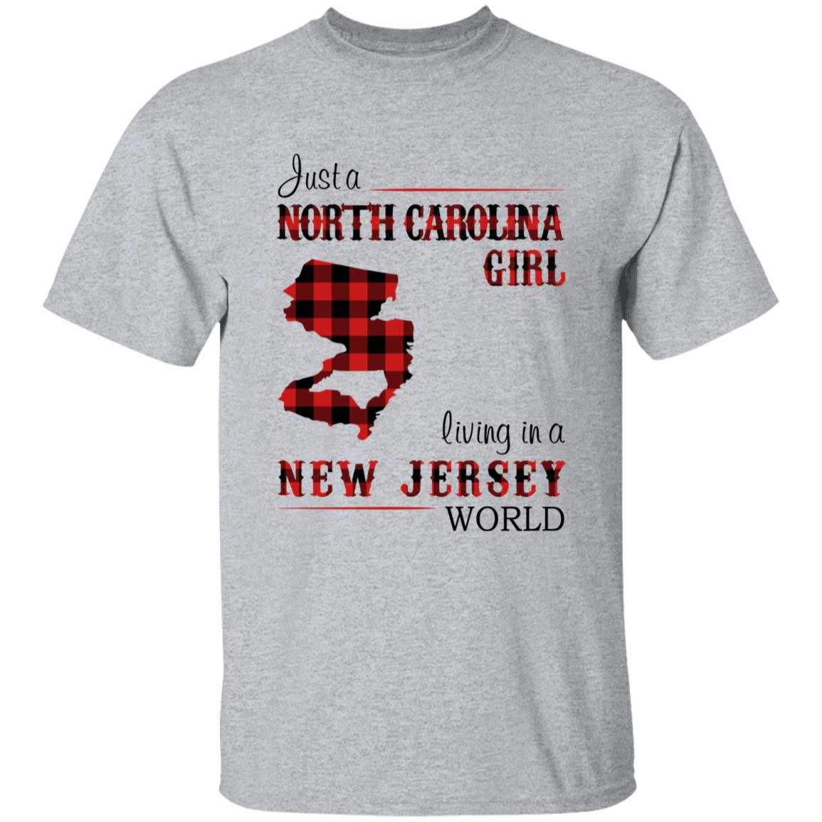 Just A North Carolina Girl Living In A New Jersey World T-shirt - T-shirt Born Live Plaid Red Teezalo