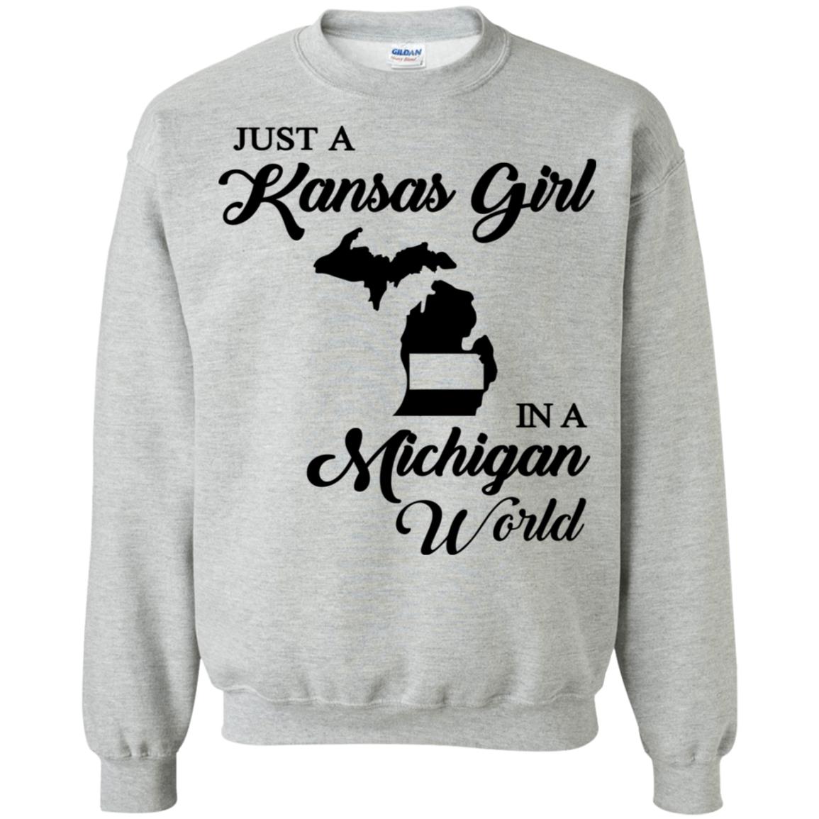 Just A Kansas Girl In A Michigan World T Shirt - T-shirt Teezalo