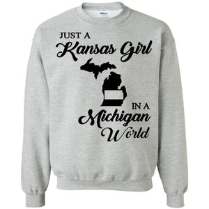 Just A Kansas Girl In A Michigan World T Shirt - T-shirt Teezalo