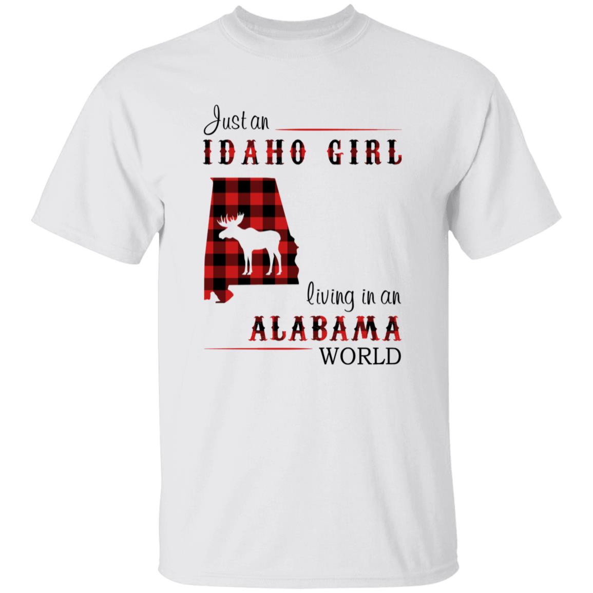 Just An Idaho Girl Living In An Alabama World T-shirt - T-shirt Born Live Plaid Red Teezalo