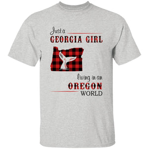 Just A Georgia Girl Living In An Oregon World T-shirt - T-shirt Born Live Plaid Red Teezalo