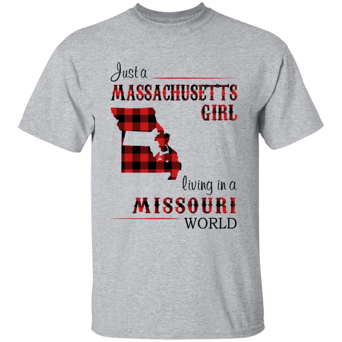 Just A Massachusetts Girl Living In A Missouri World T-shirt - T-shirt Born Live Plaid Red Teezalo