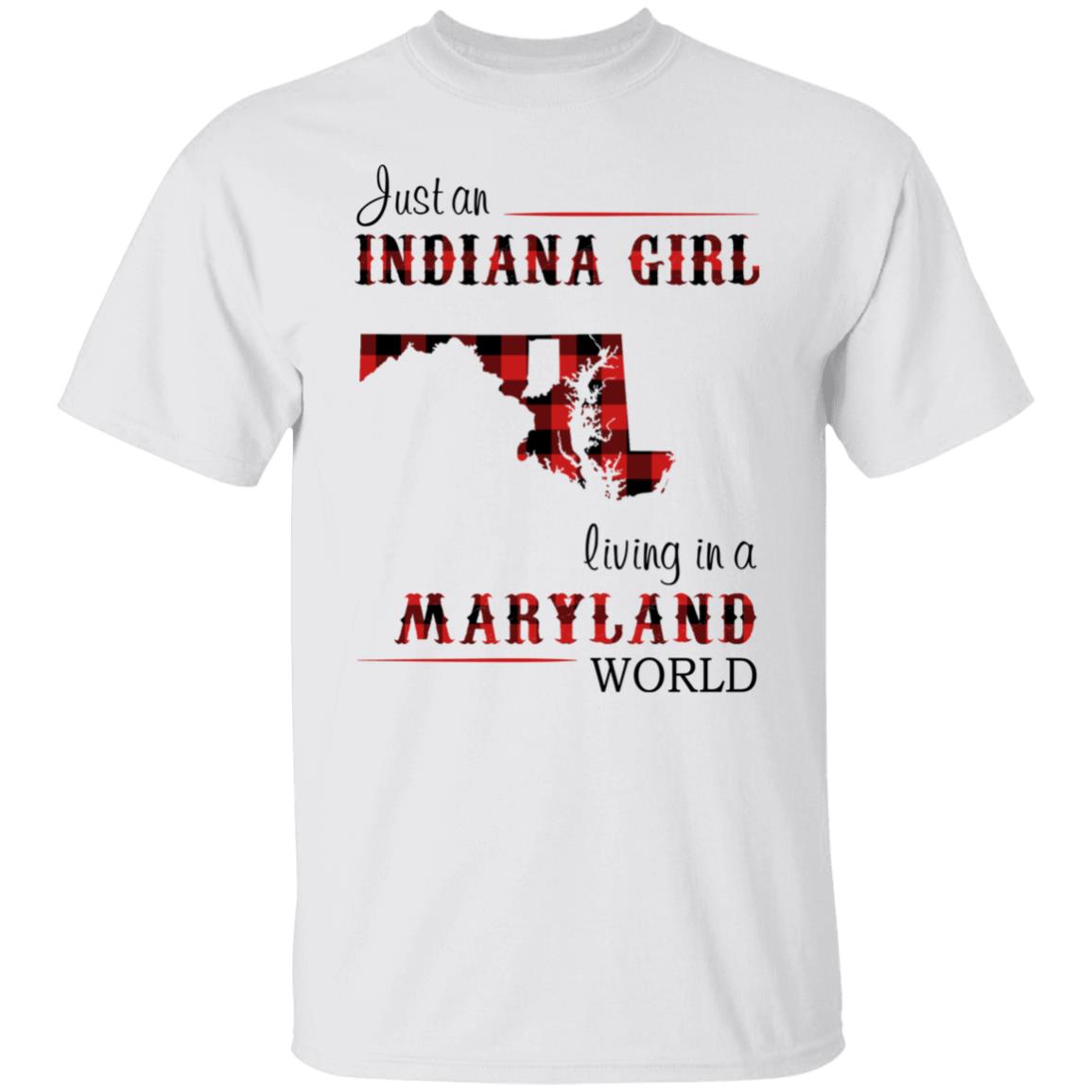 Just An Indiana Girl Living In A Maryland World T-Shirt - T-shirt Born Live Plaid Red Teezalo