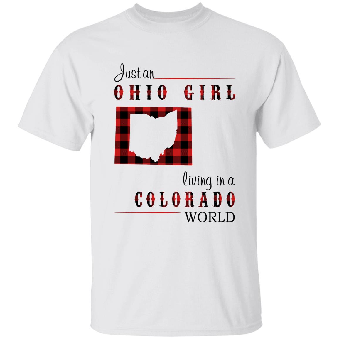 Just An Ohio Girl Living In A Colorado World T-shirt - T-shirt Born Live Plaid Red Teezalo