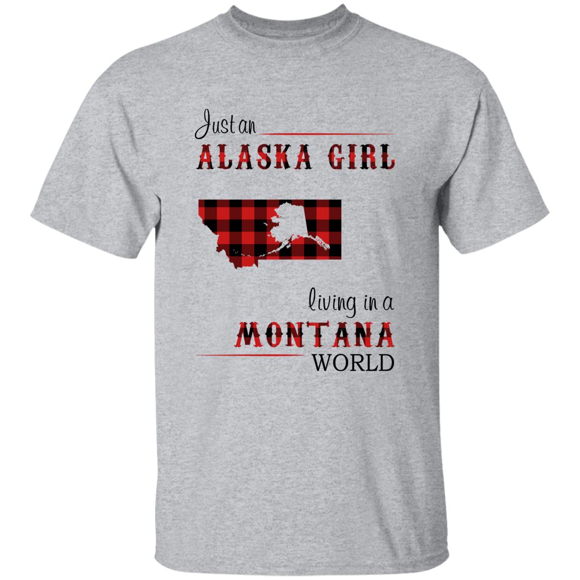 Just An Alaska Girl Living In A Montana World T-shirt - T-shirt Born Live Plaid Red Teezalo