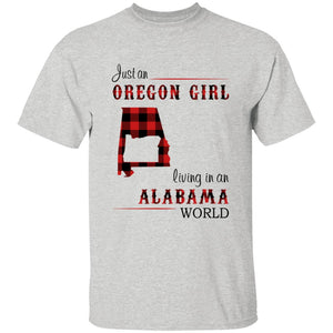 Just An Oregon Girl Living In An Alabama World T-shirt - T-shirt Born Live Plaid Red Teezalo
