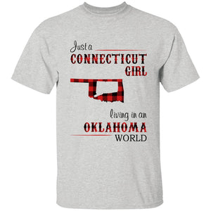 Just A Connecticut Girl Living In An Oklahoma World T-shirt - T-shirt Born Live Plaid Red Teezalo